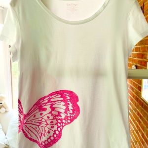 Lilly Pulitzer M/L ladies tee shirt with butterfly euc